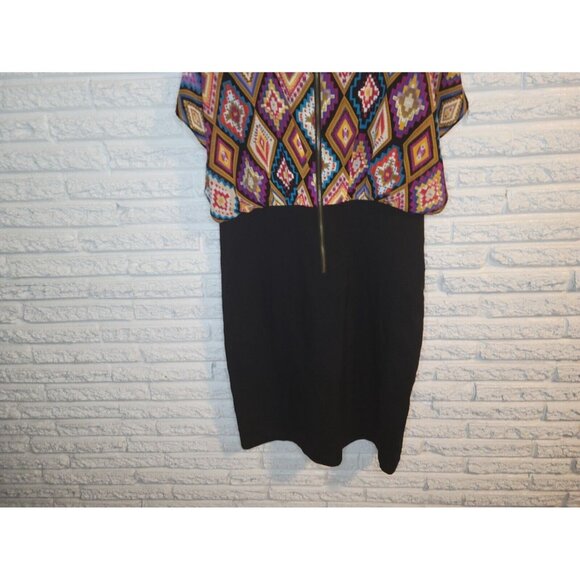 Nicole Miller Womens Dress 18W Plus Sheath Flutter Sleeve Black GEO5E - Picture 8 of 11